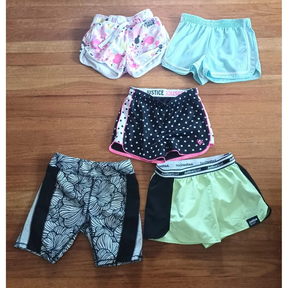 Justice Athletic Works Shorts Girls Size 7/8 Bundle 5pc Multicolor Activewear